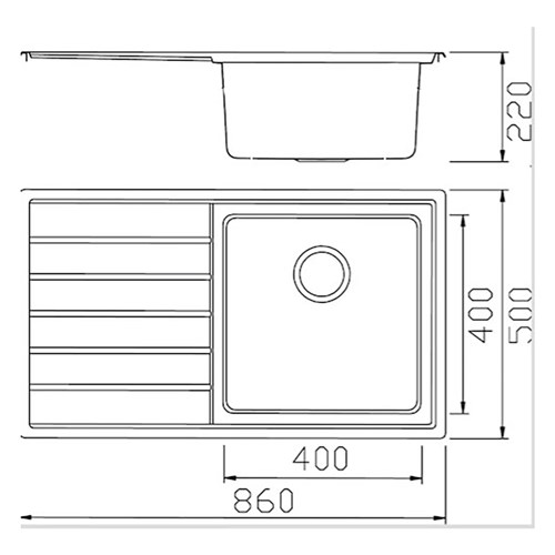 B&F Linea Single Bowl | Left Hand Drainer | 14-LIB100L